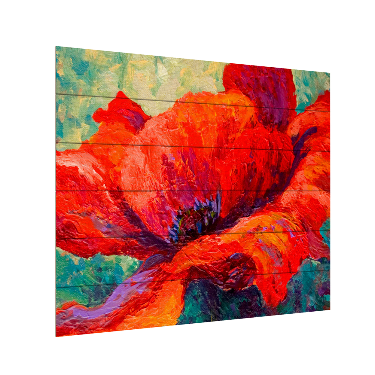 Wooden Slat Art 18 X 22 Inches Titled Red Poppy III Ready To Hang Home Decor Picture