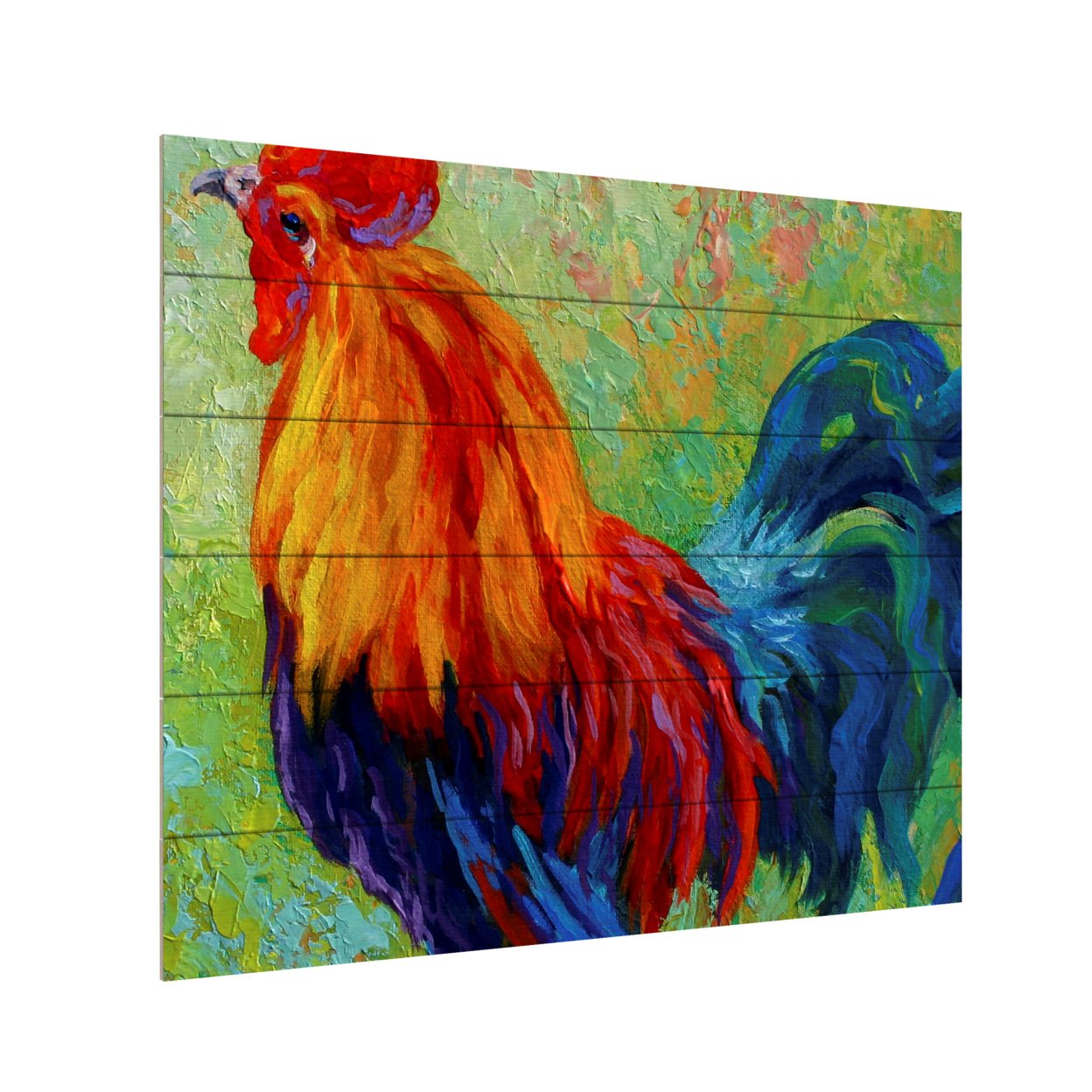 Wooden Slat Art 18 X 22 Inches Titled Band Of Gold Rooster Ready To Hang Home Decor Picture
