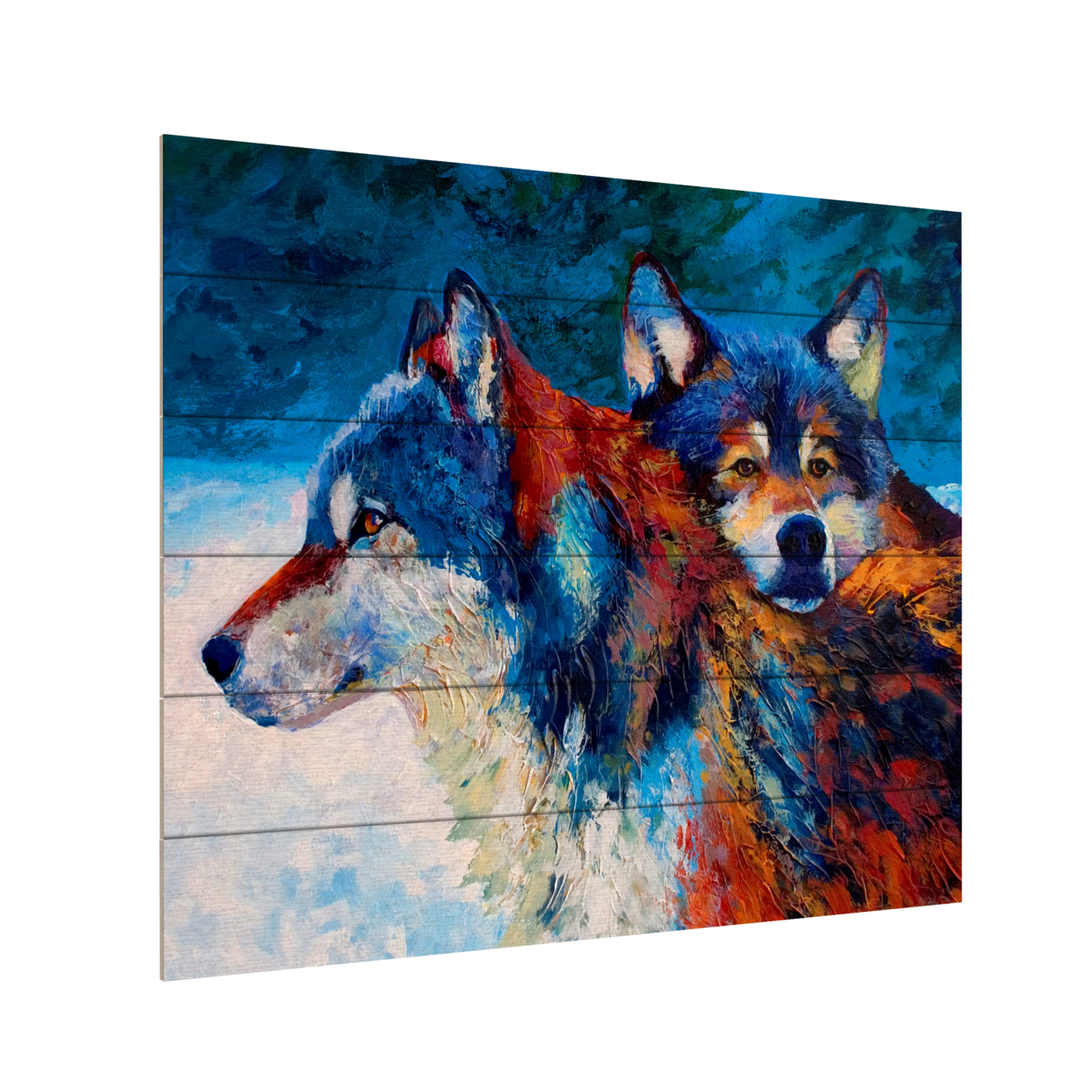 Wooden Slat Art 18 X 22 Inches Titled Wolves Ready To Hang Home Decor Picture
