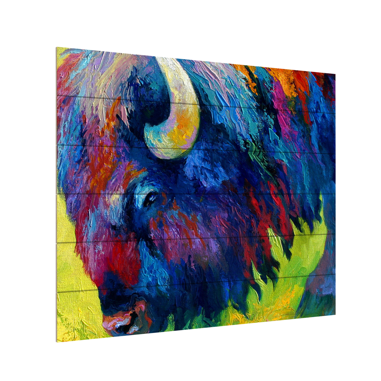 Wooden Slat Art 18 X 22 Inches Titled Bison Portrait II Ready To Hang Home Decor Picture