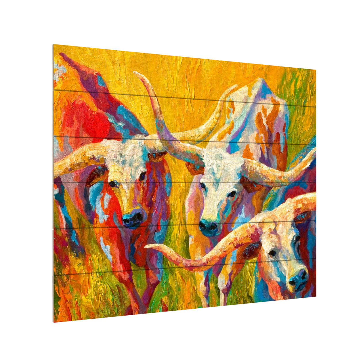 Wooden Slat Art 18 X 22 Inches Titled Dance Of The Longhorns Ready To Hang Home Decor Picture