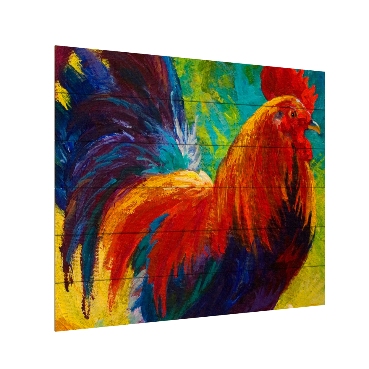 Wooden Slat Art 18 X 22 Inches Titled Hot Shot Rooster Ready To Hang Home Decor Picture