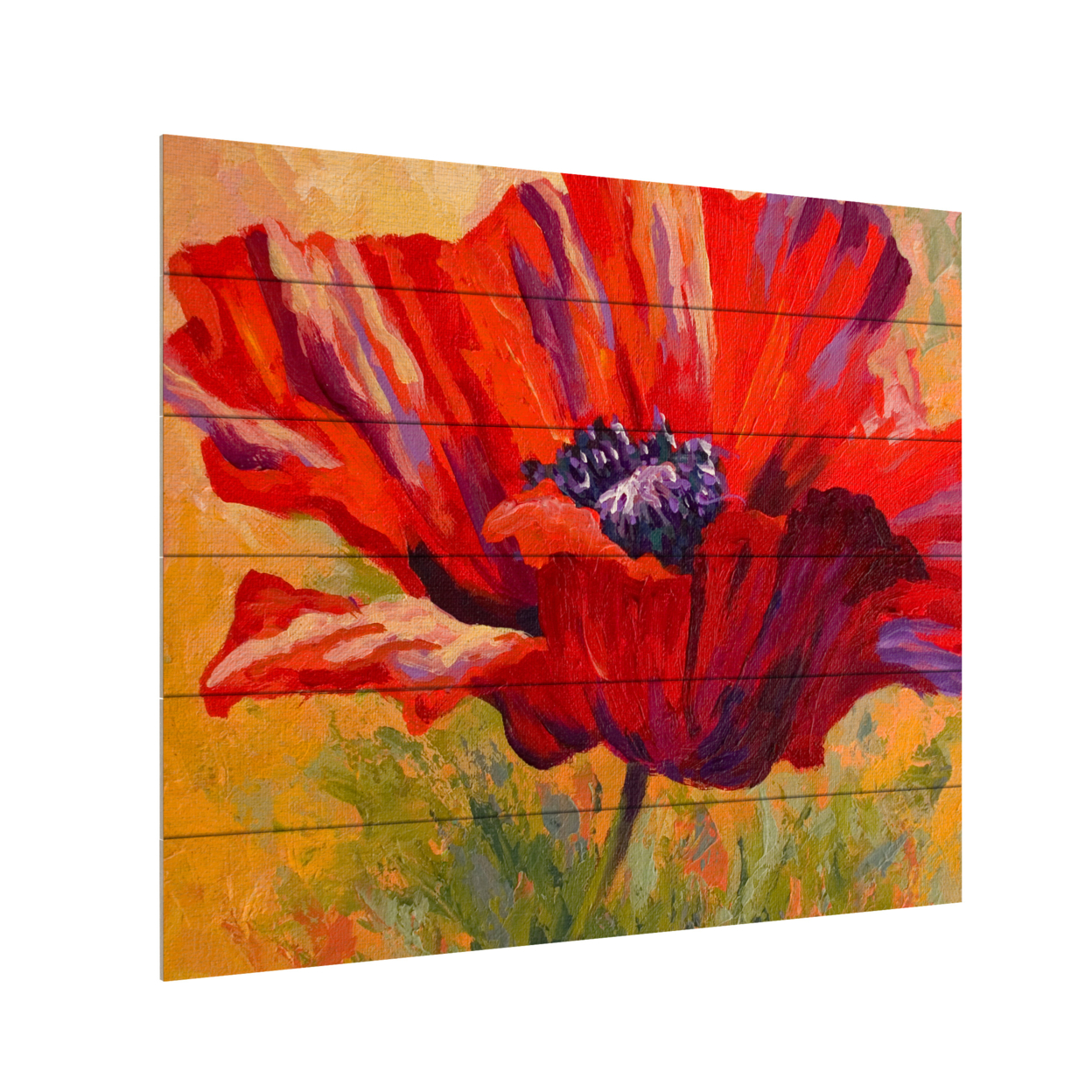 Wooden Slat Art 18 X 22 Inches Titled Red Poppy II Ready To Hang Home Decor Picture