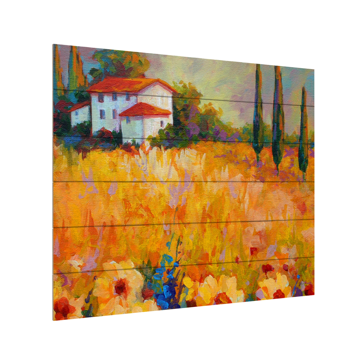 Wooden Slat Art 18 X 22 Inches Titled Tuscan Sunflowers Ready To Hang Home Decor Picture