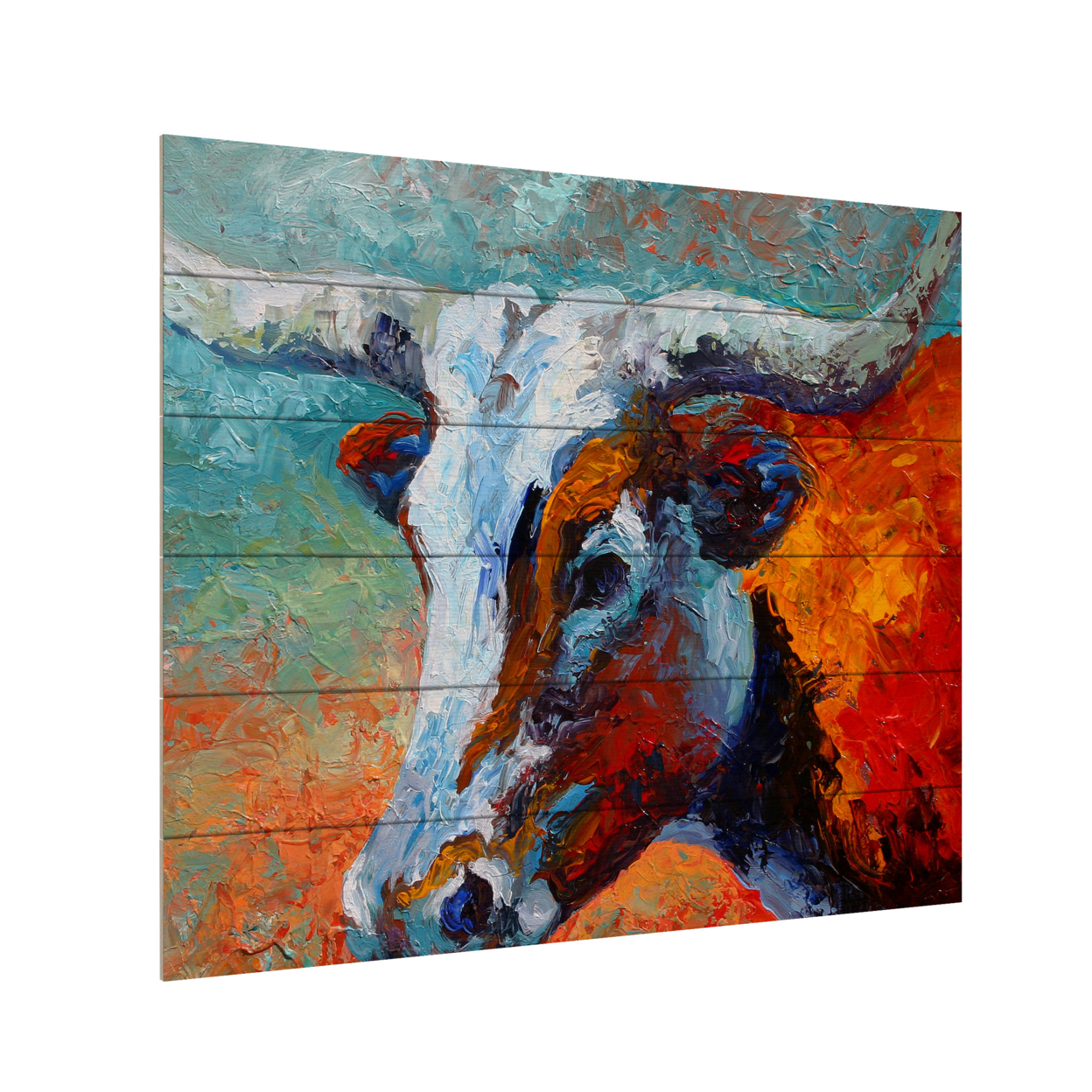 Wooden Slat Art 18 X 22 Inches Titled Young Longhorn Ready To Hang Home Decor Picture