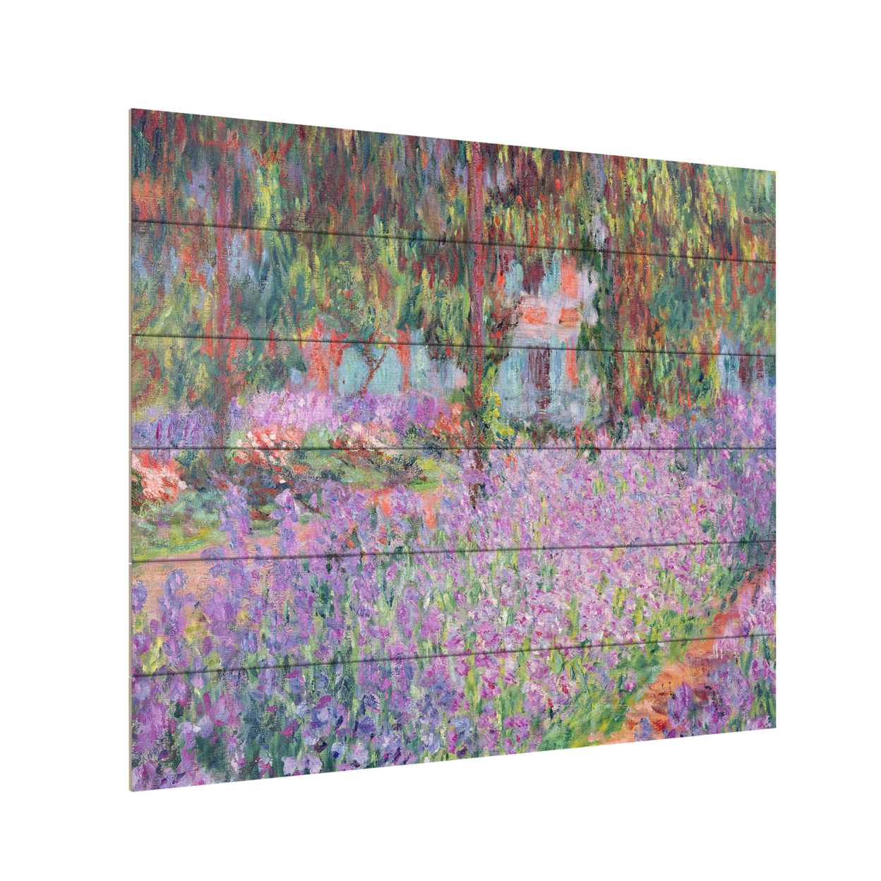 Wooden Slat Art 18 X 22 Inches Titled The Artists Garden At Giverny Ready To Hang Home Decor Picture