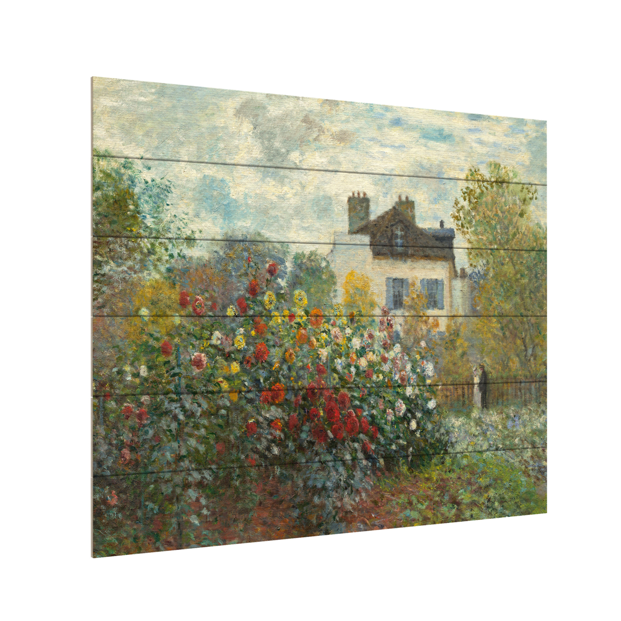 Wooden Slat Art 18 X 22 Inches Titled The Artists Garden In Argenteuil Ready To Hang Home Decor Picture