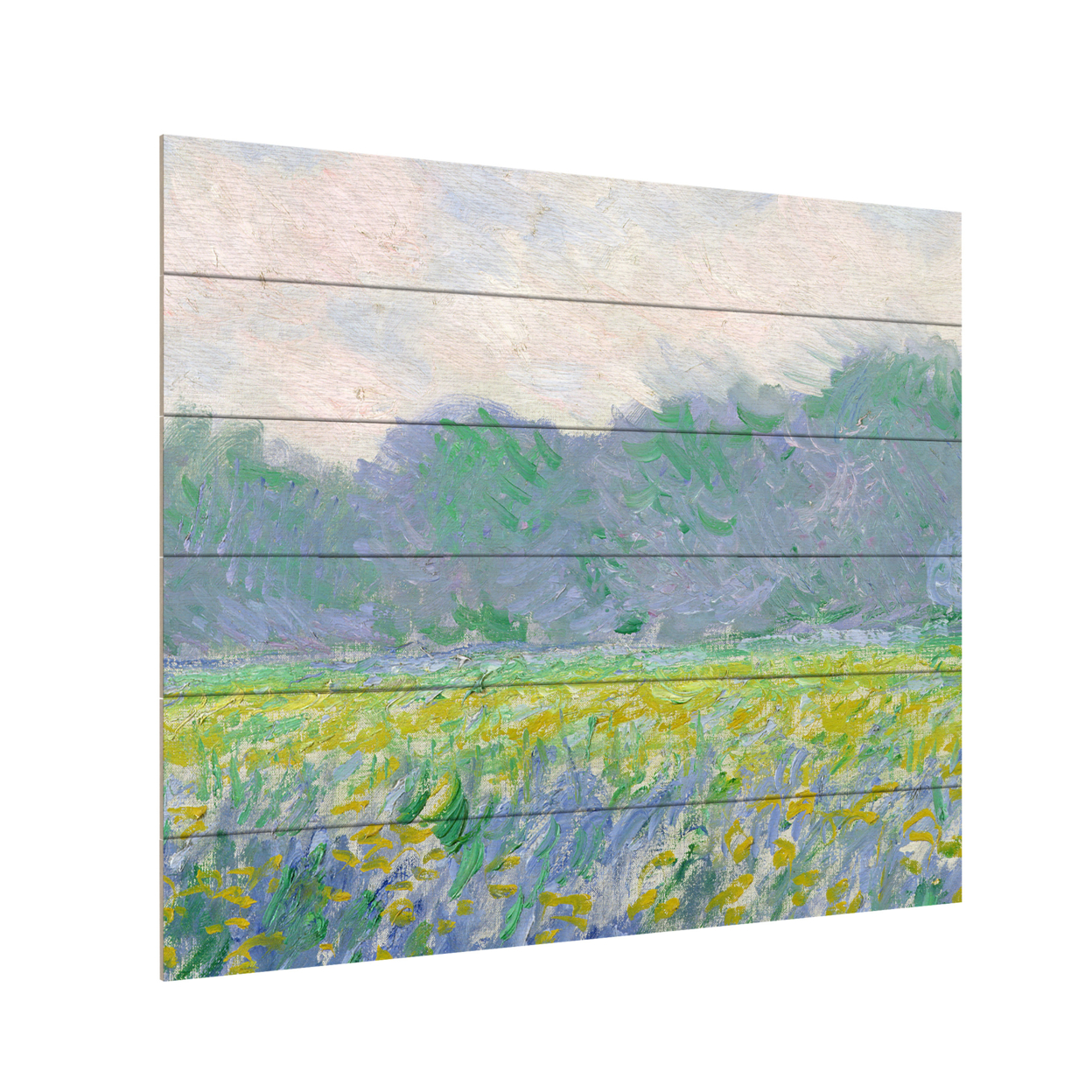 Wooden Slat Art 18 X 22 Inches Titled Field Of Yellow Irises Ready To Hang Home Decor Picture