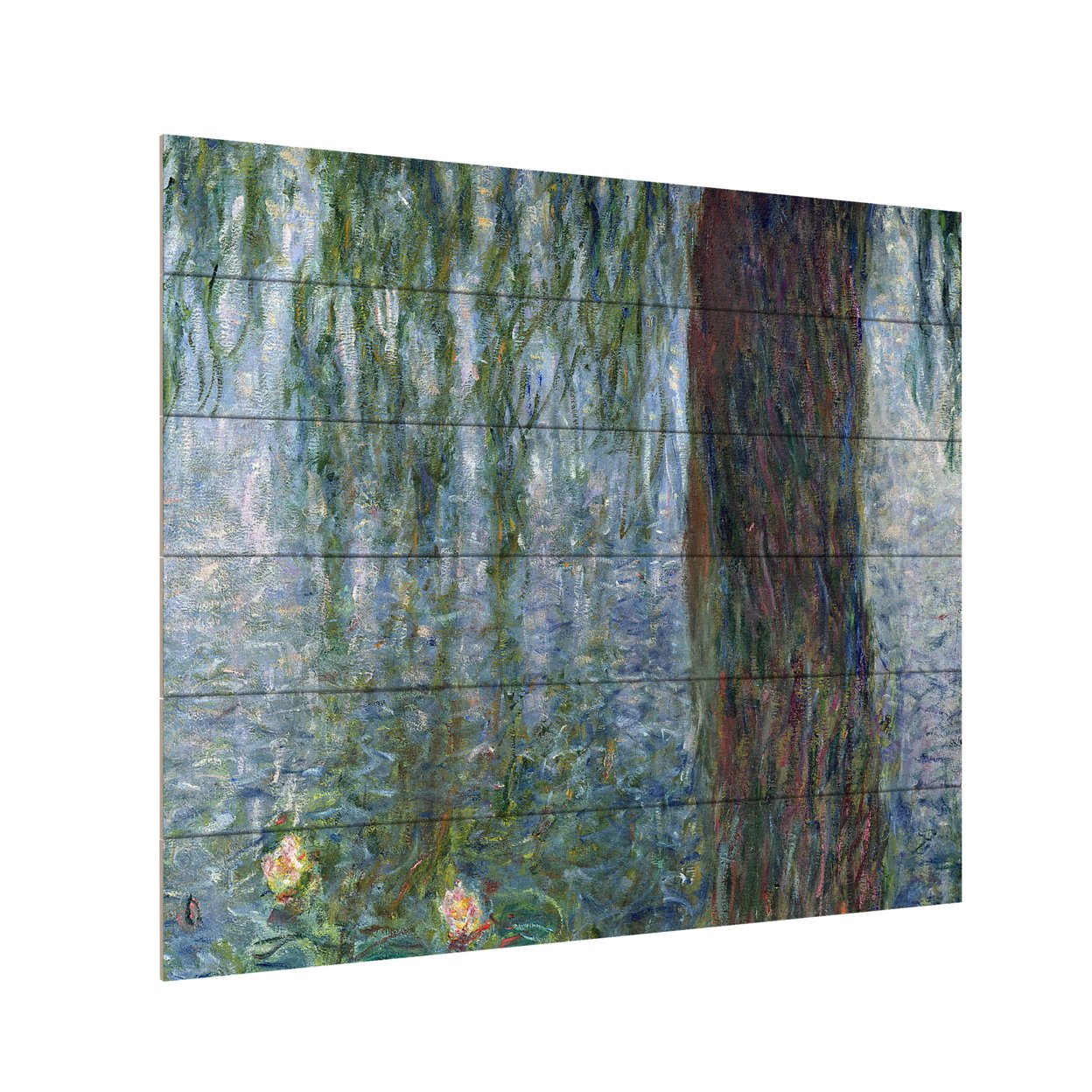 Wooden Slat Art 18 X 22 Inches Titled Waterlillies Morning Ready To Hang Home Decor Picture