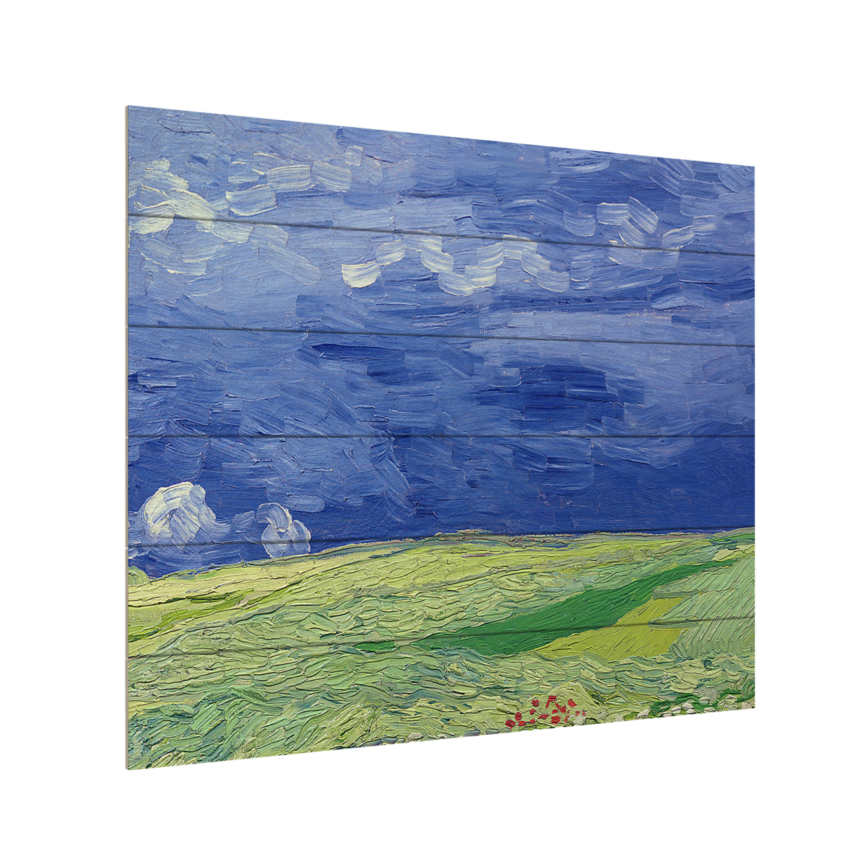 Wooden Slat Art 18 X 22 Inches Titled Wheatfields Under Thnderclouds Ready To Hang Home Decor Picture