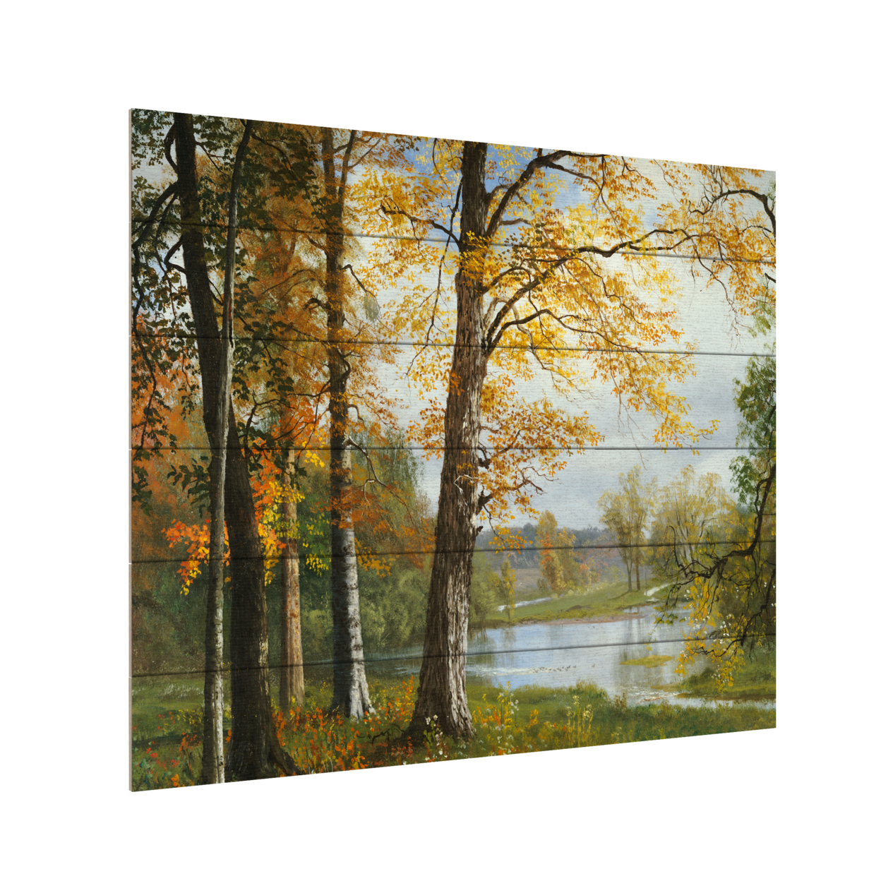 Wooden Slat Art 18 X 22 Inches Titled A Quiet Lake Ready To Hang Home Decor Picture