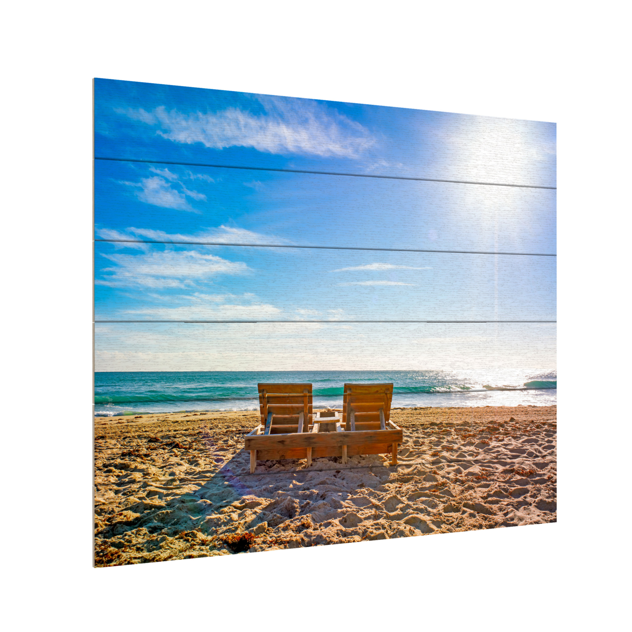 Wooden Slat Art 18 X 22 Inches Titled Florida Beach Chair Ready To Hang Home Decor Picture