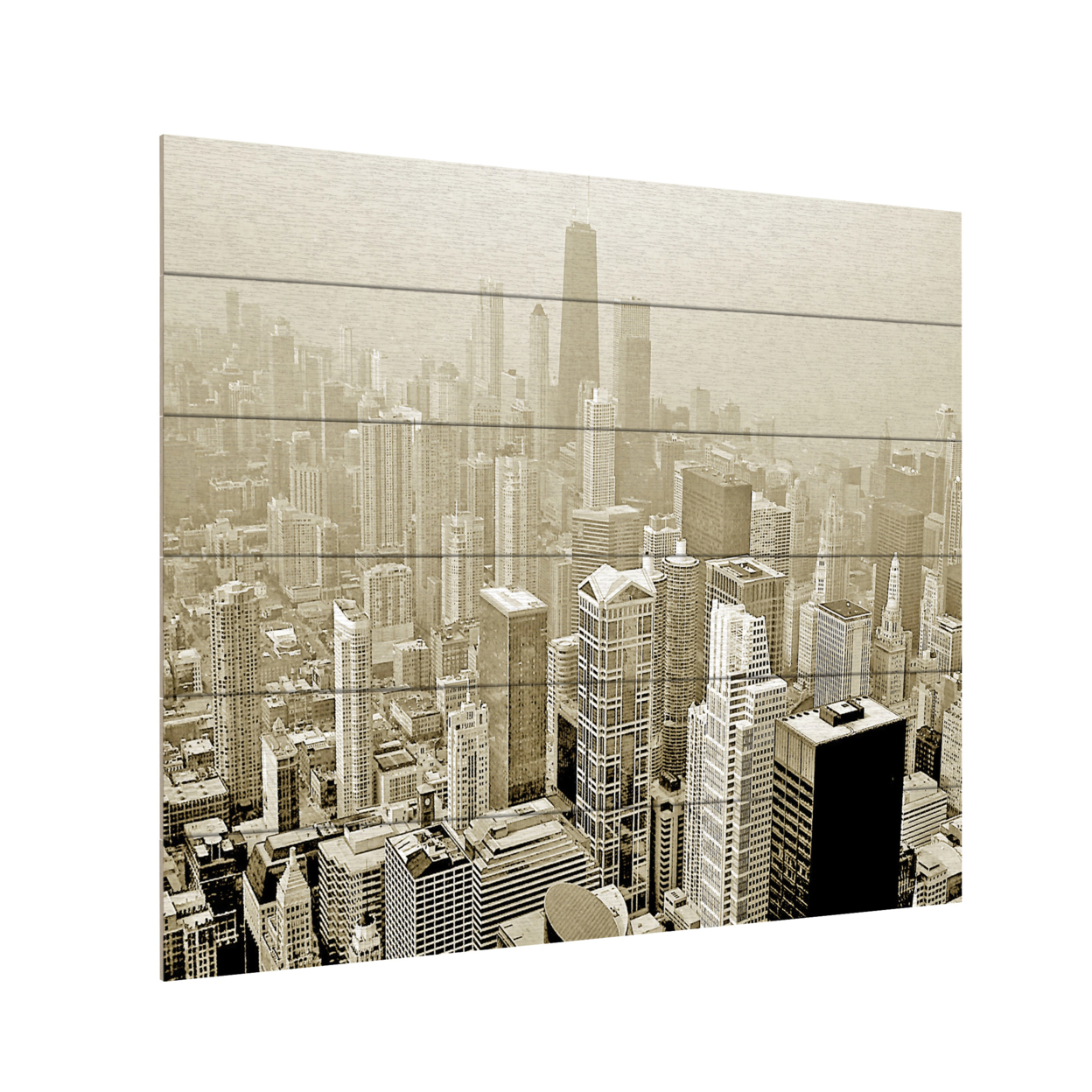 Wooden Slat Art 18 X 22 Inches Titled Chicago Skyline Ready To Hang Home Decor Picture