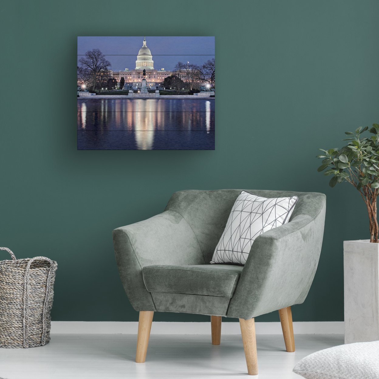 Wooden Slat Art 18 X 22 Inches Titled Capitol Reflections Ready To Hang Home Decor Picture