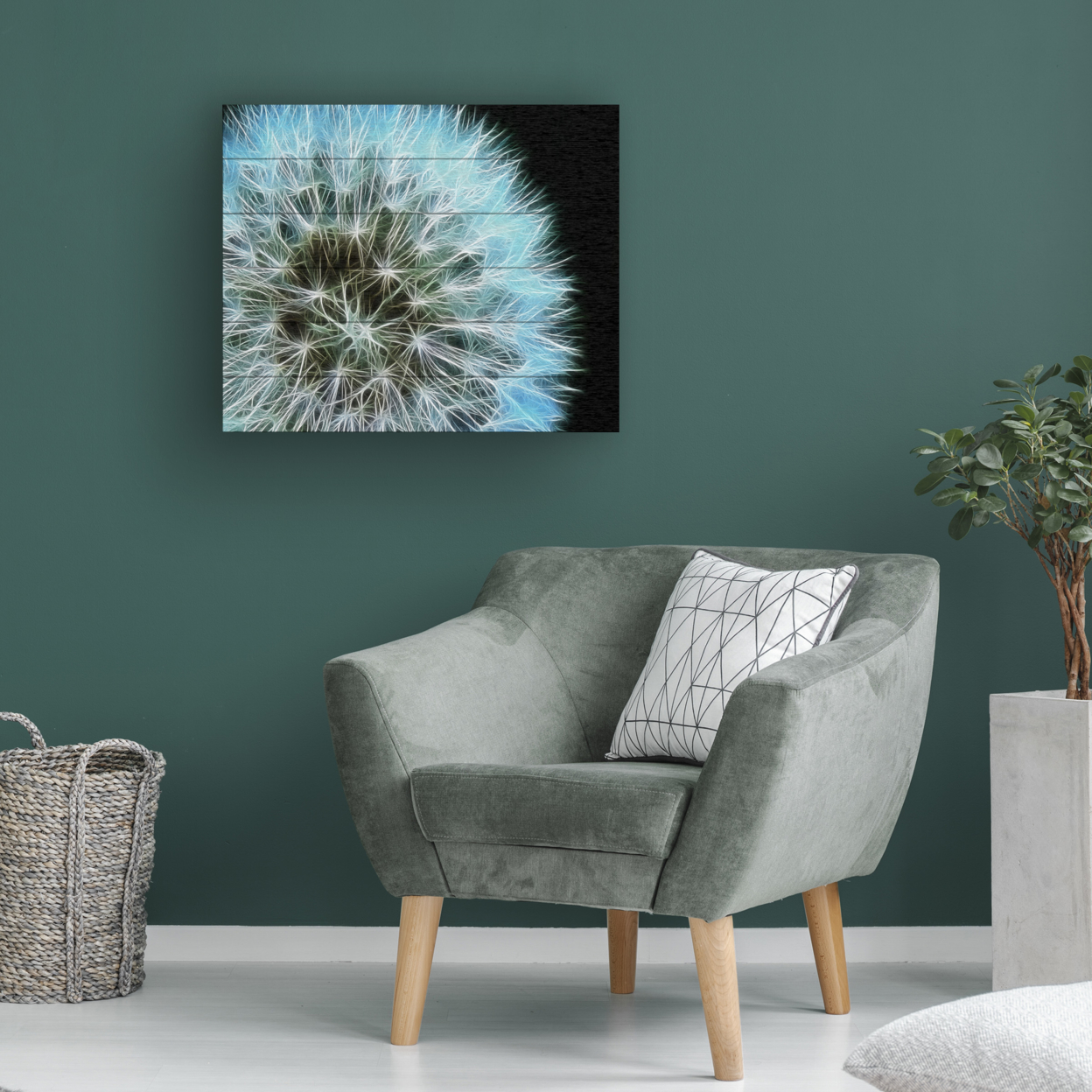 Wooden Slat Art 18 X 22 Inches Titled Dandelion Seed Head Full Ready To Hang Home Decor Picture