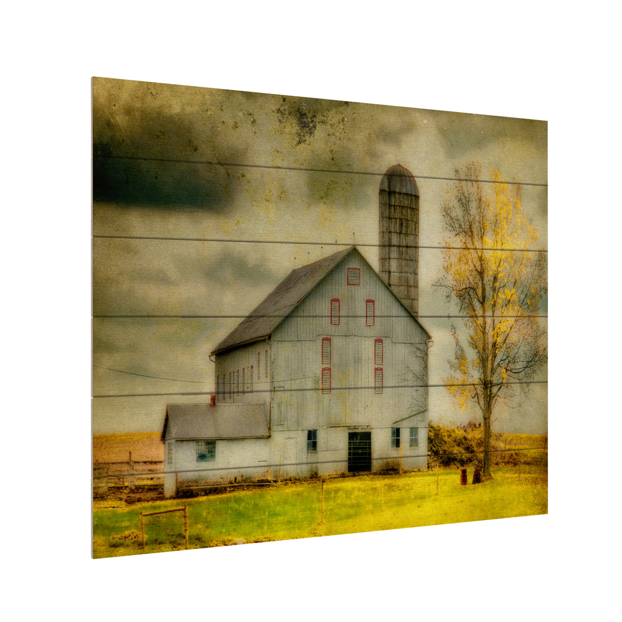 Wooden Slat Art 18 X 22 Inches Titled Old Barn On Stormy Afternoon Ready To Hang Home Decor Picture