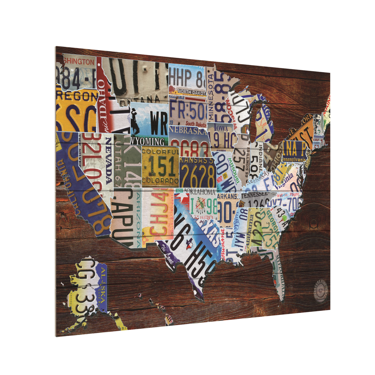 Wooden Slat Art 18 X 22 Inches Titled USA License Plate Map On Wood Ready To Hang Home Decor Picture