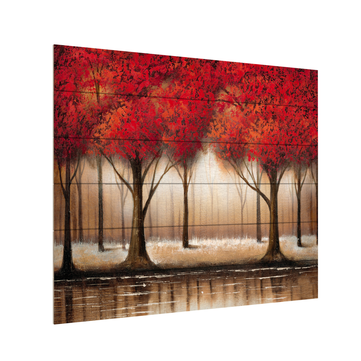 Wooden Slat Art 18 X 22 Inches Titled Parade Of Red Trees Ready To Hang Home Decor Picture