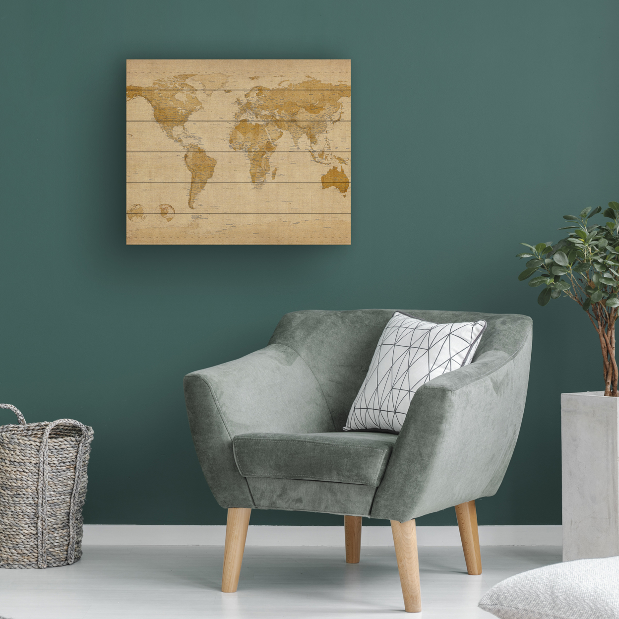 Wooden Slat Art 18 X 22 Inches Titled Antique World Map Ready To Hang Home Decor Picture