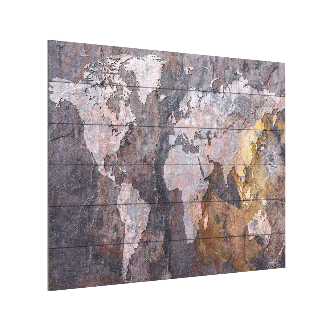 Wooden Slat Art 18 X 22 Inches Titled World Map - Rock Ready To Hang Home Decor Picture