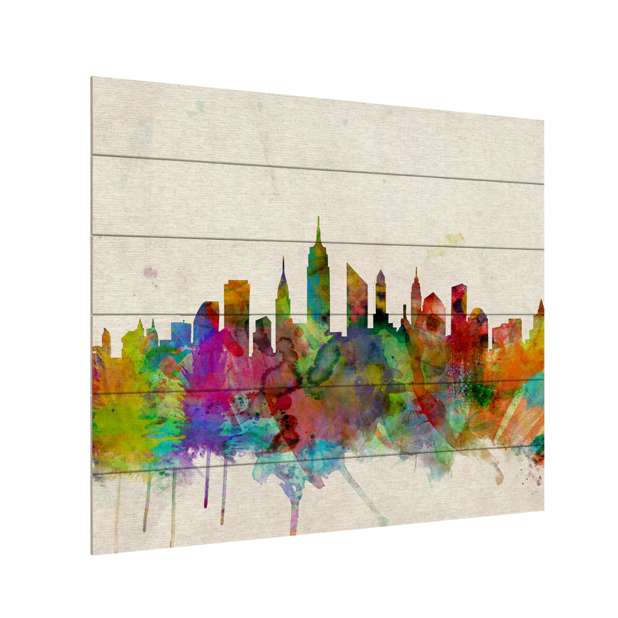 Wooden Slat Art 18 X 22 Inches Titled New York Skyline Tompsett Ready To Hang Home Decor Picture