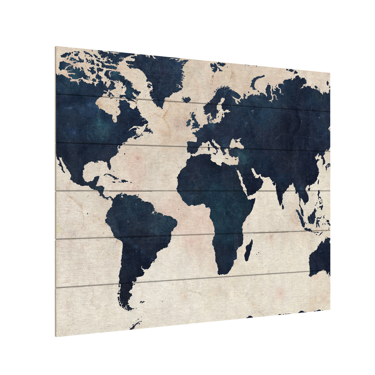 Wooden Slat Art 18 X 22 Inches Titled World Map -Navy Ready To Hang Home Decor Picture