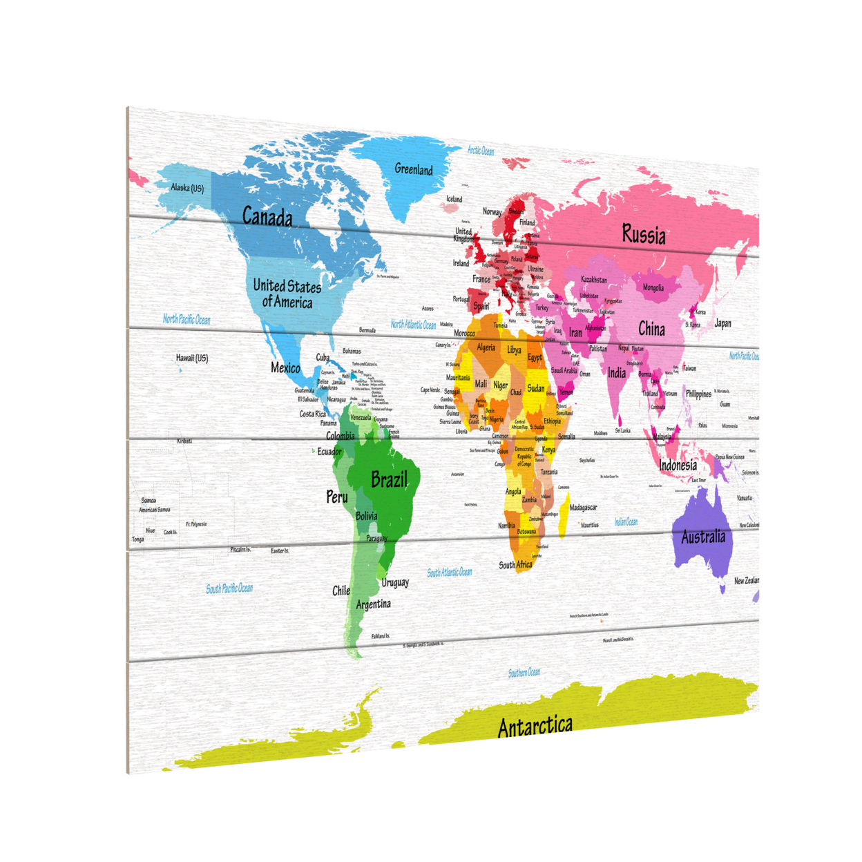 Wooden Slat Art 18 X 22 Inches Titled World Map For Kids II Ready To Hang Home Decor Picture