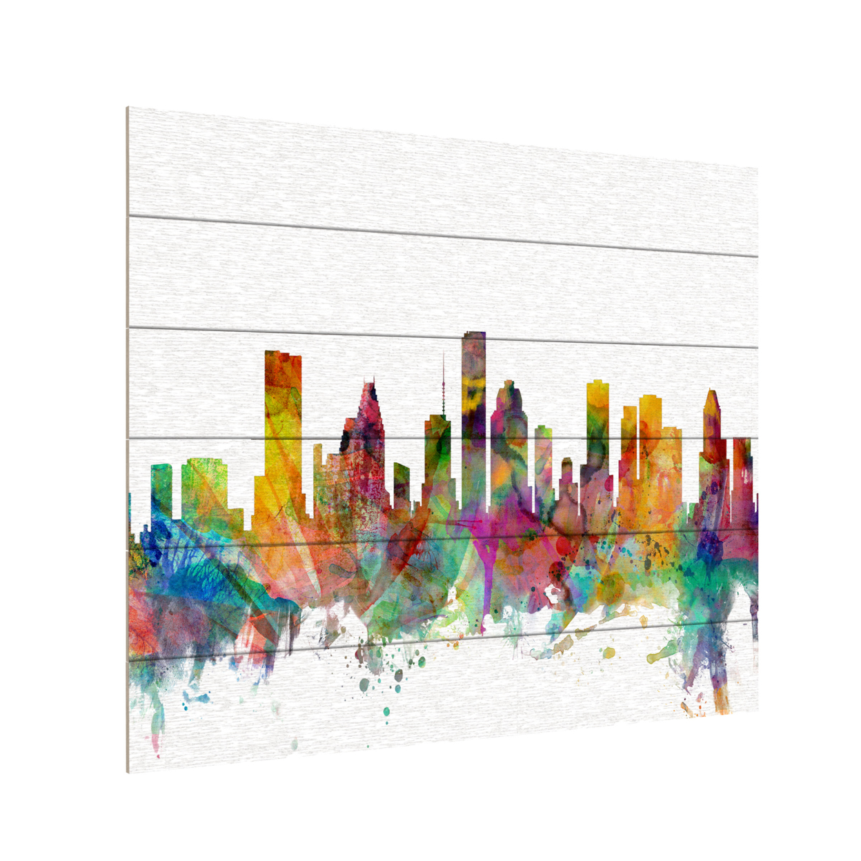 Wooden Slat Art 18 X 22 Inches Titled Houston Texas Skyline Ready To Hang Home Decor Picture