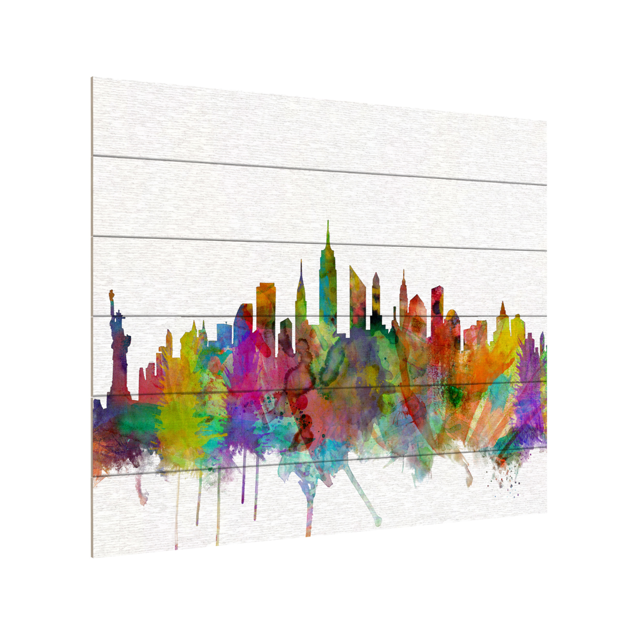 Wooden Slat Art 18 X 22 Inches Titled New York City Skyline Ready To Hang Home Decor Picture