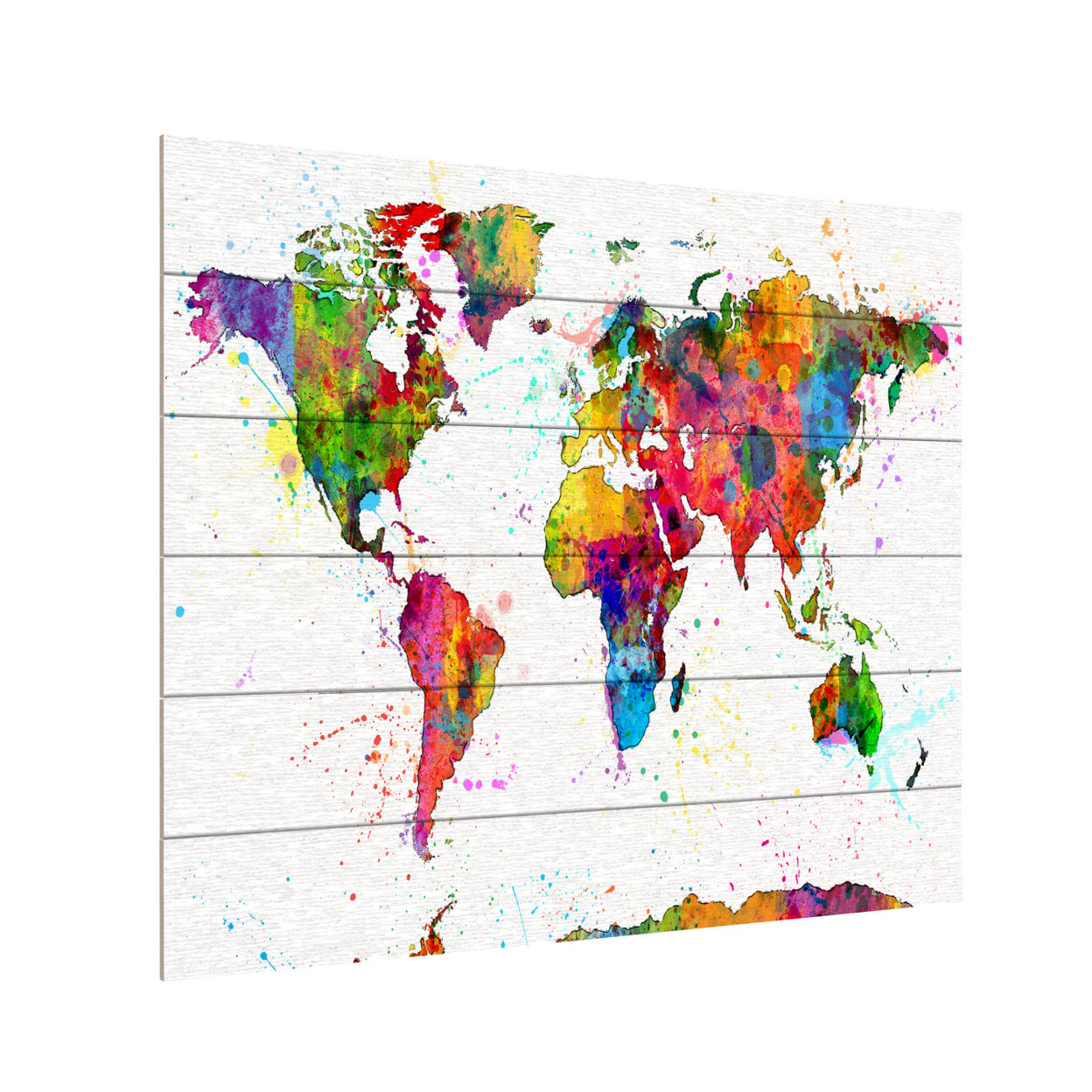 Wooden Slat Art 18 X 22 Inches Titled Map Of The World Watercolor Ready To Hang Home Decor Picture