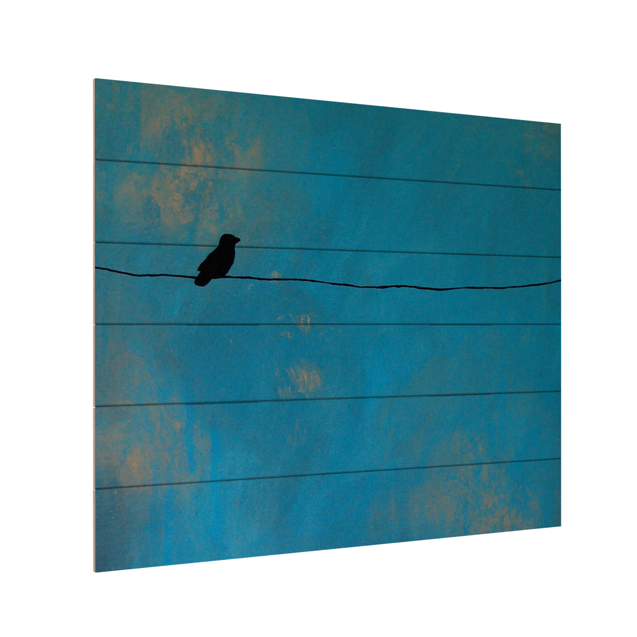 Wooden Slat Art 18 X 22 Inches Titled Lone Bird Blue Ready To Hang Home Decor Picture