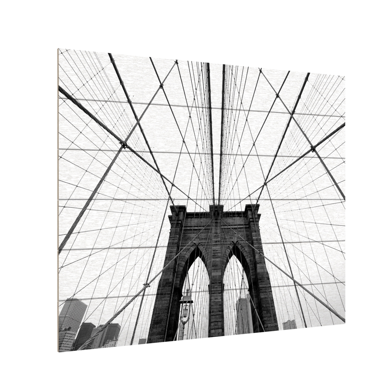 Wooden Slat Art 18 X 22 Inches Titled NYC Brooklyn Bridge Ready To Hang Home Decor Picture