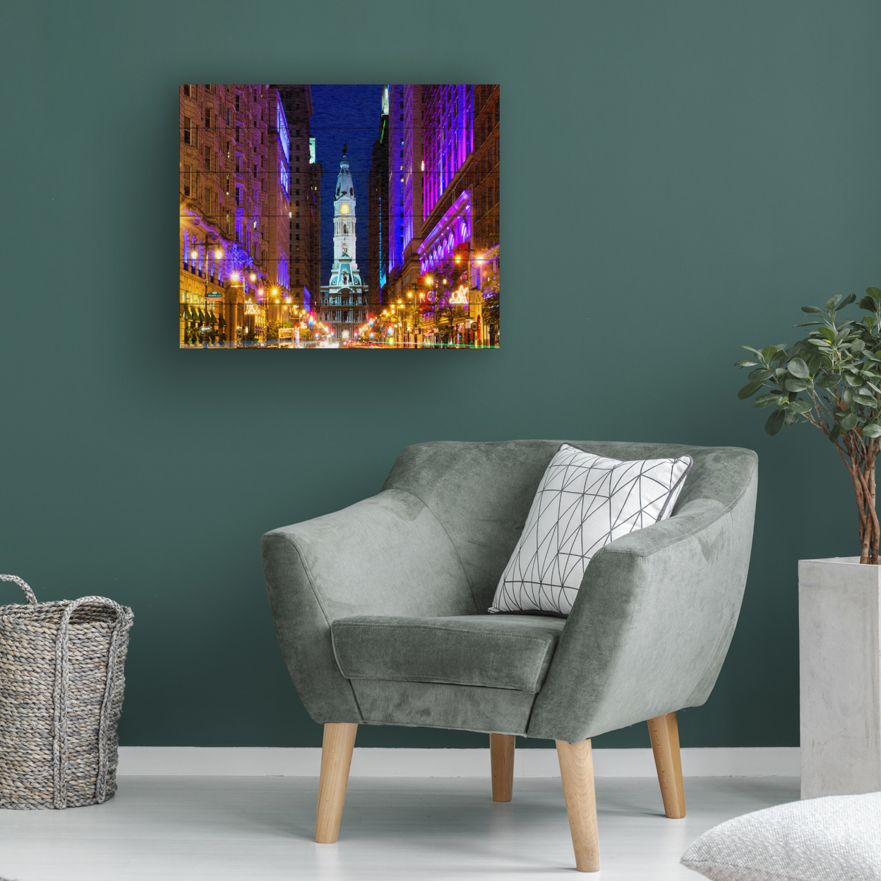 Wooden Slat Art 18 X 22 Inches Titled City Hall Philadelphia Ready To Hang Home Decor Picture