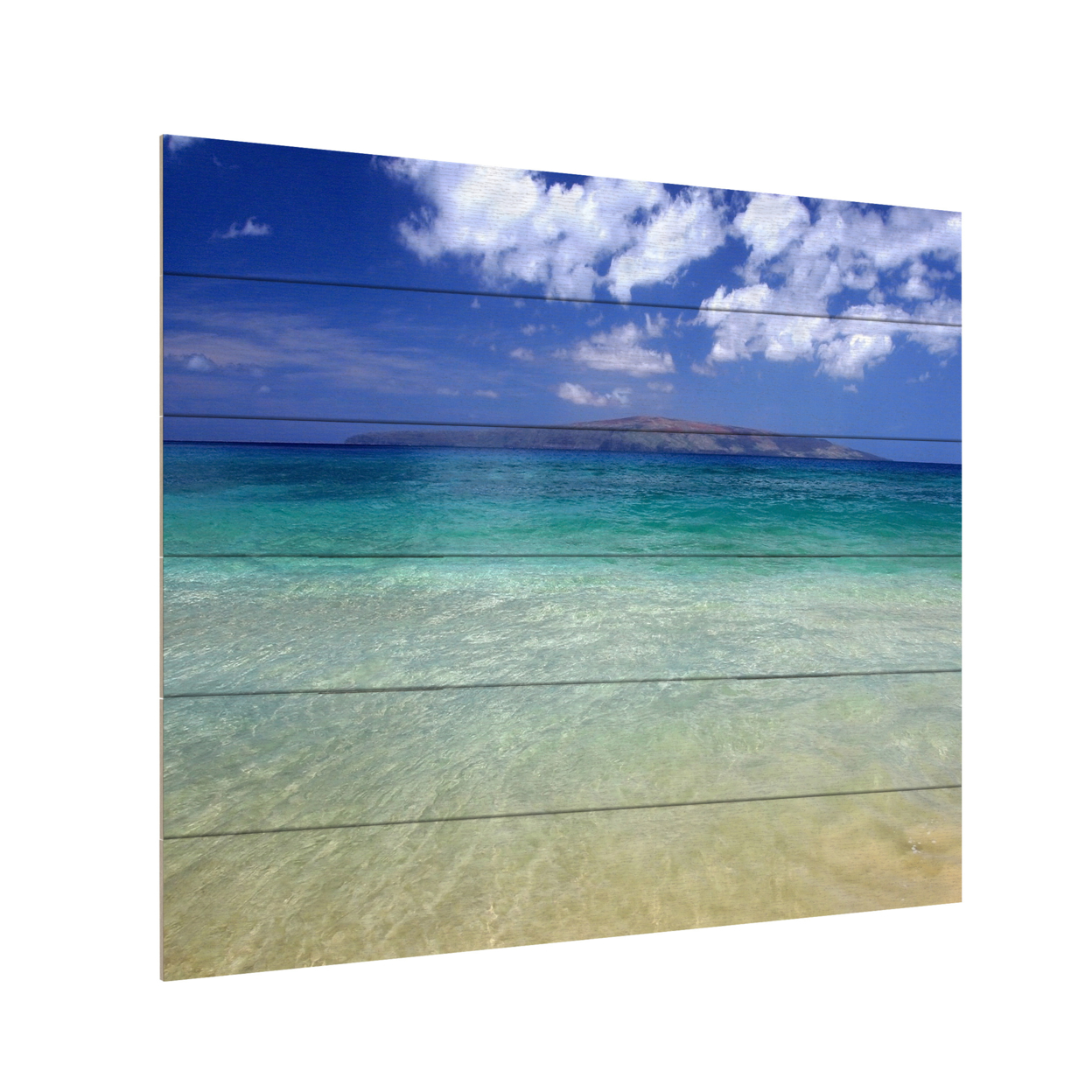 Wooden Slat Art 18 X 22 Inches Titled Hawaii Blue Beach Ready To Hang Home Decor Picture