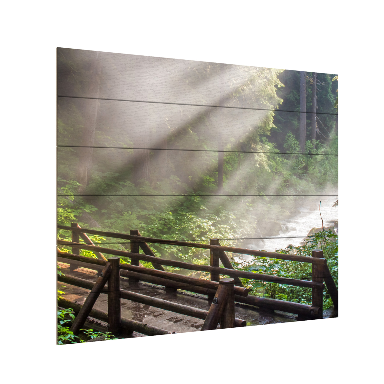 Wooden Slat Art 18 X 22 Inches Titled Forest Sunlight Ready To Hang Home Decor Picture