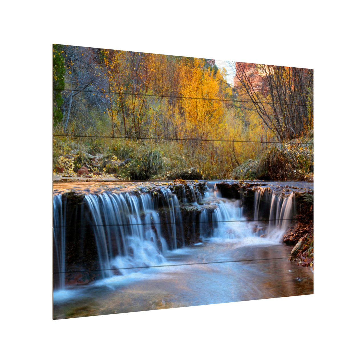Wooden Slat Art 18 X 22 Inches Titled Zion Autumn Ready To Hang Home Decor Picture