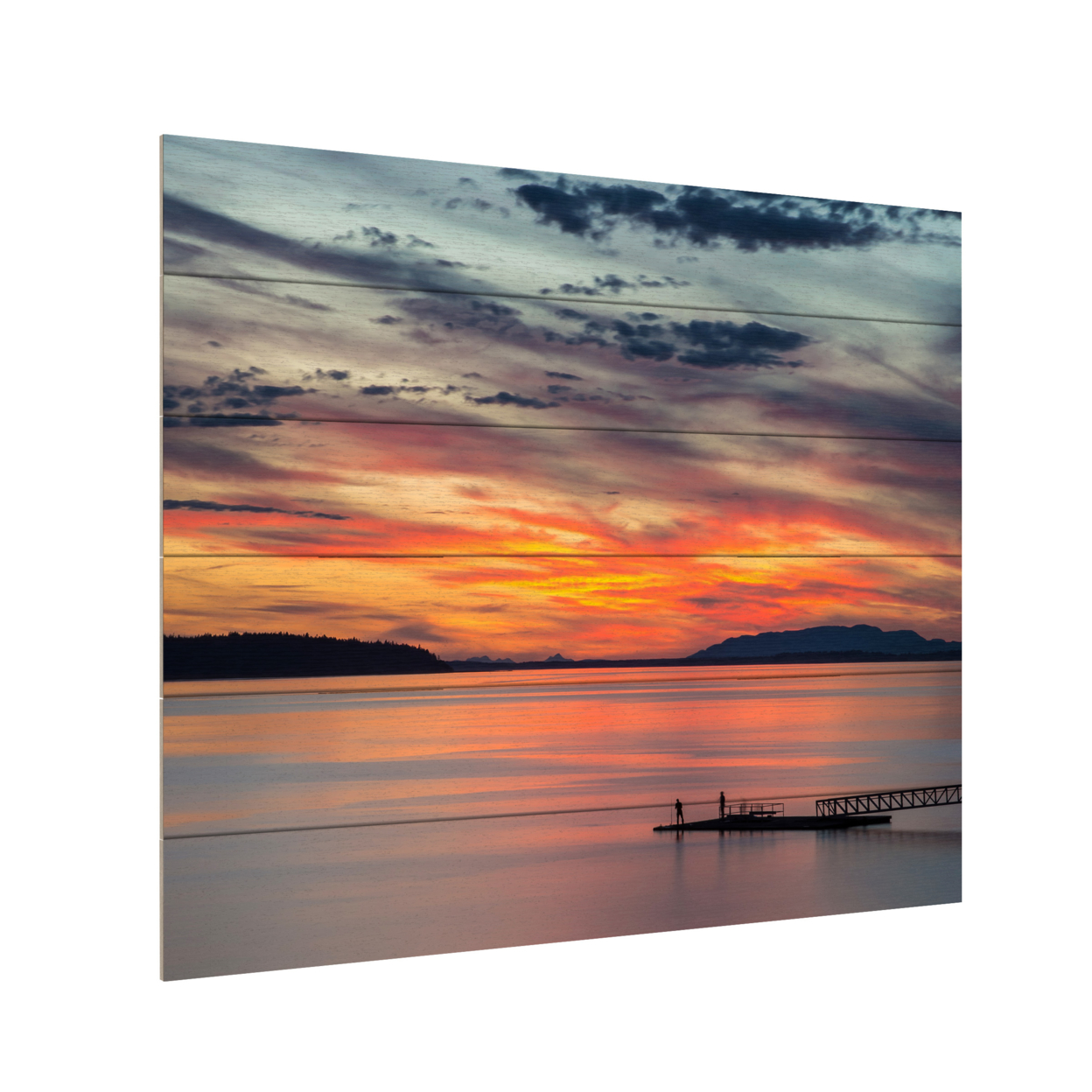 Wooden Slat Art 18 X 22 Inches Titled Sunset Pier Ready To Hang Home Decor Picture