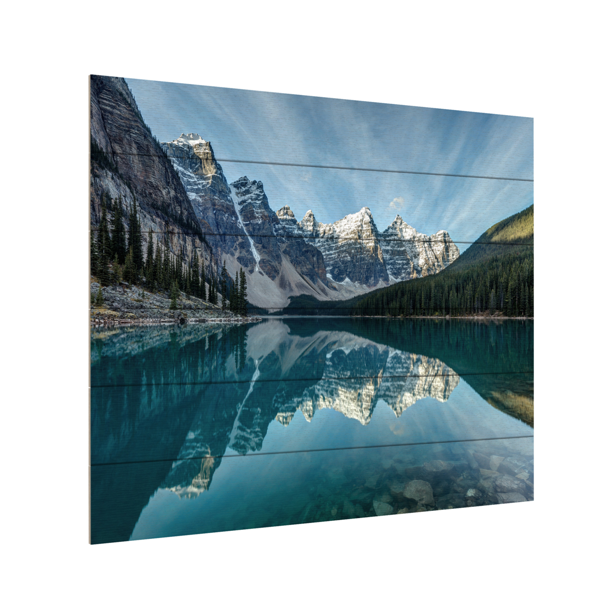 Wooden Slat Art 18 X 22 Inches Titled Moraine Lake Reflection Ready To Hang Home Decor Picture
