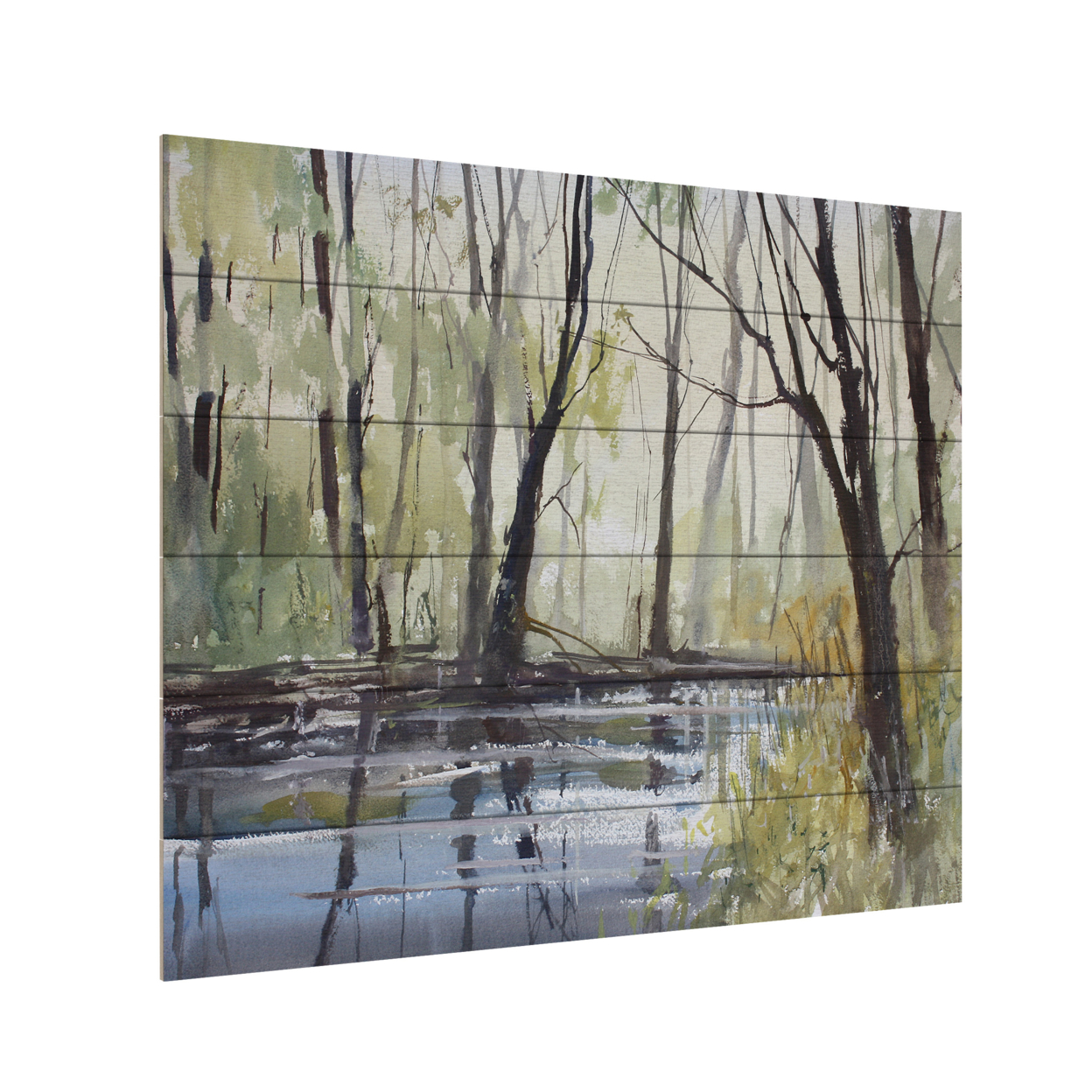 Wooden Slat Art 18 X 22 Inches Titled Pine River Reflections Ready To Hang Home Decor Picture