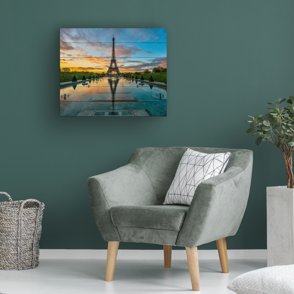 Wooden Slat Art 18 X 22 Inches Titled Sunrise In Paris Ready To Hang Home Decor Picture