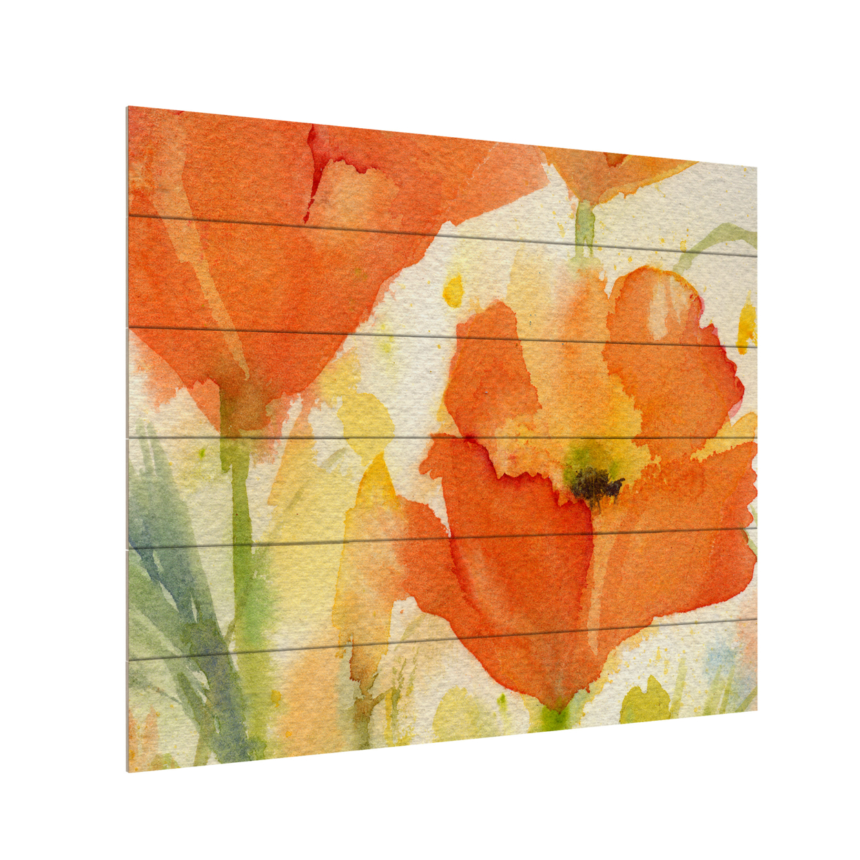 Wooden Slat Art 18 X 22 Inches Titled Field Of Poppies Golden Ready To Hang Home Decor Picture