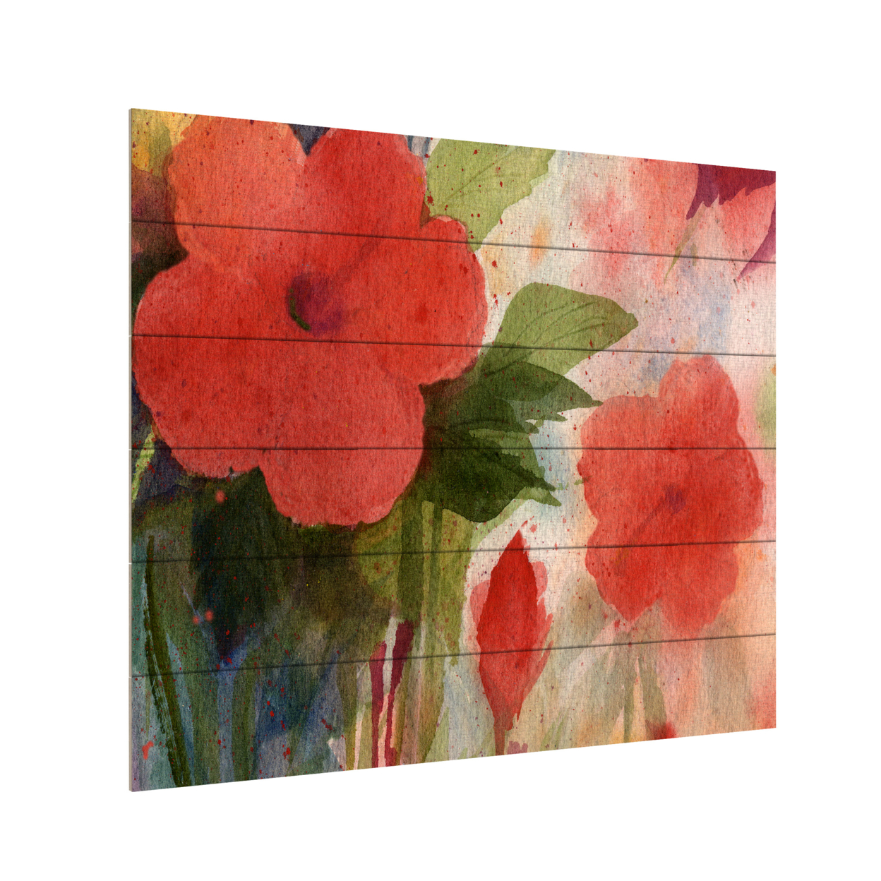 Wooden Slat Art 18 X 22 Inches Titled Red Blossoms Ready To Hang Home Decor Picture
