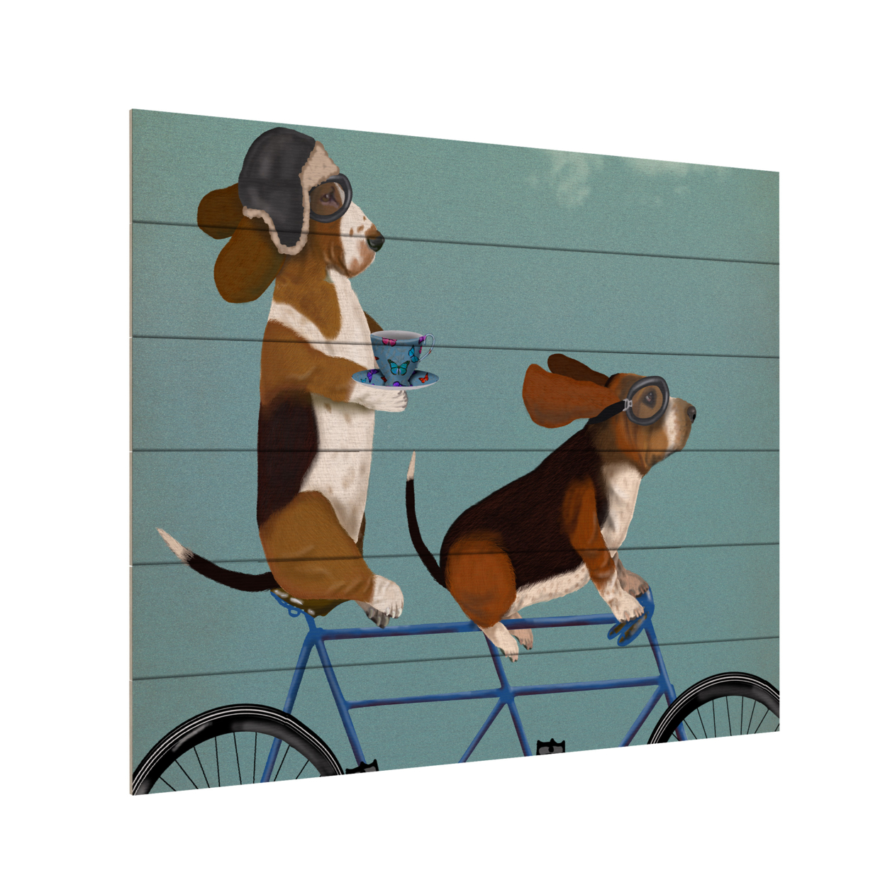 Wooden Slat Art 18 X 22 Inches Titled Basset Hound Tandem Ready To Hang Home Decor Picture