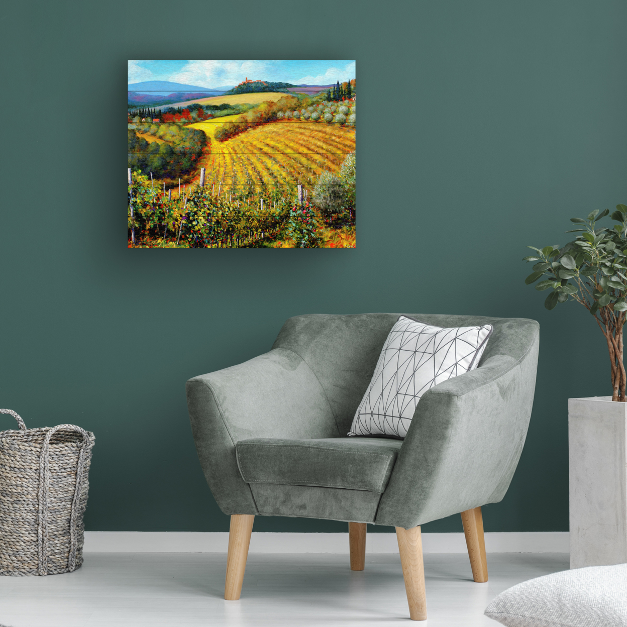 Wooden Slat Art 18 X 22 Inches Titled Chianti Vineyards Ready To Hang Home Decor Picture