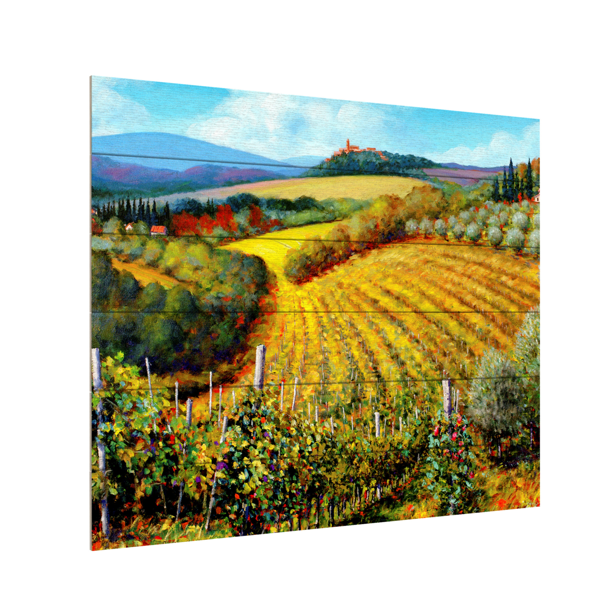 Wooden Slat Art 18 X 22 Inches Titled Chianti Vineyards Ready To Hang Home Decor Picture