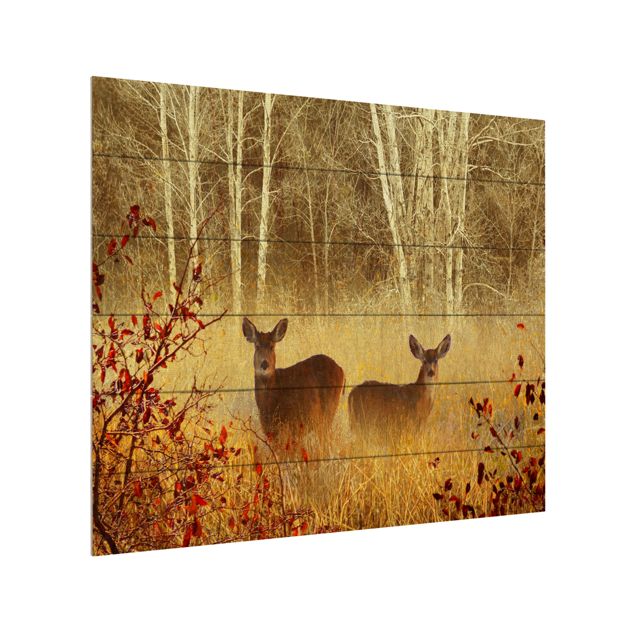 Wooden Slat Art 18 X 22 Inches Titled Foggy Deer Ready To Hang Home Decor Picture