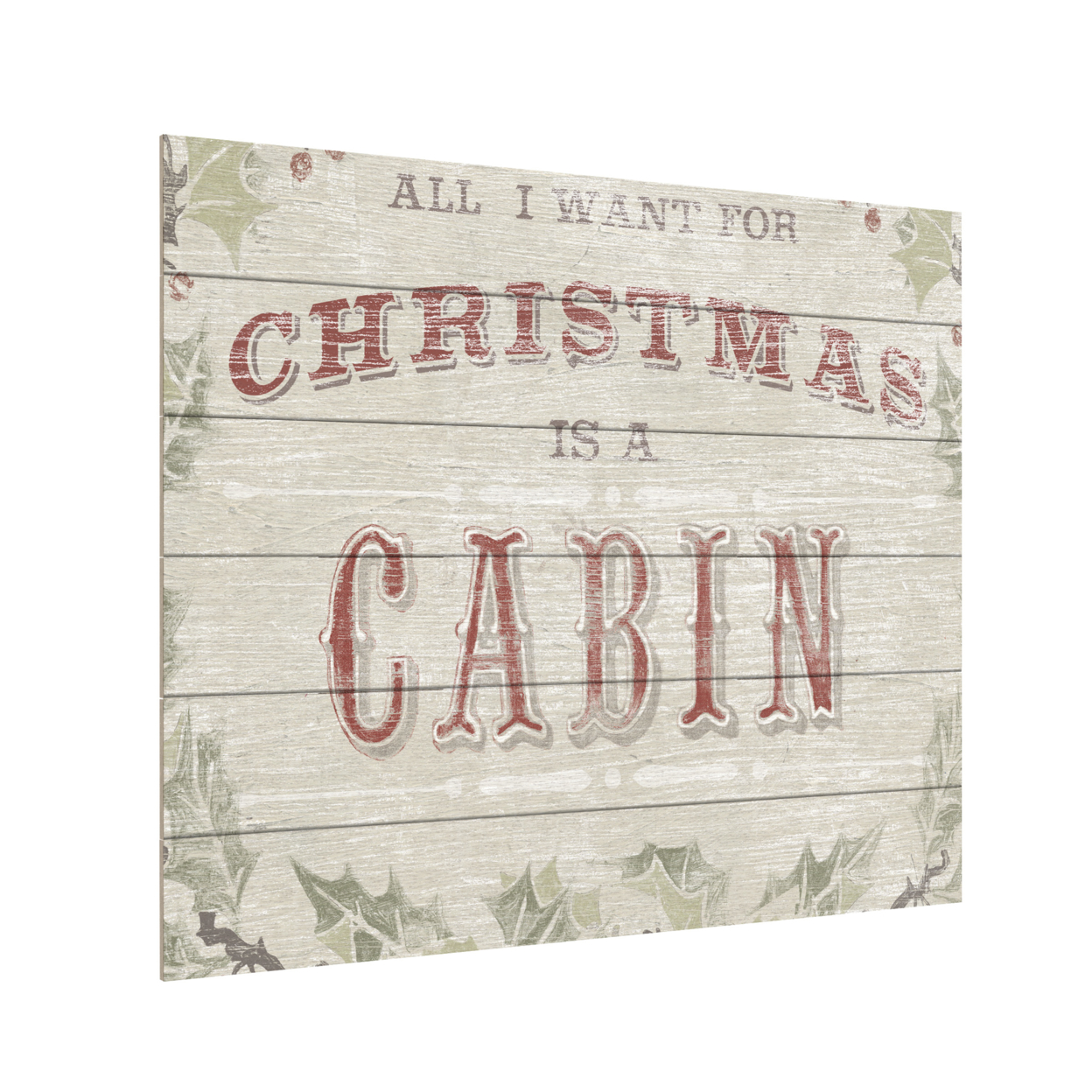 Wooden Slat Art 18 X 22 Inches Titled Cabin Christmas Iv Ready To Hang Home Decor Picture