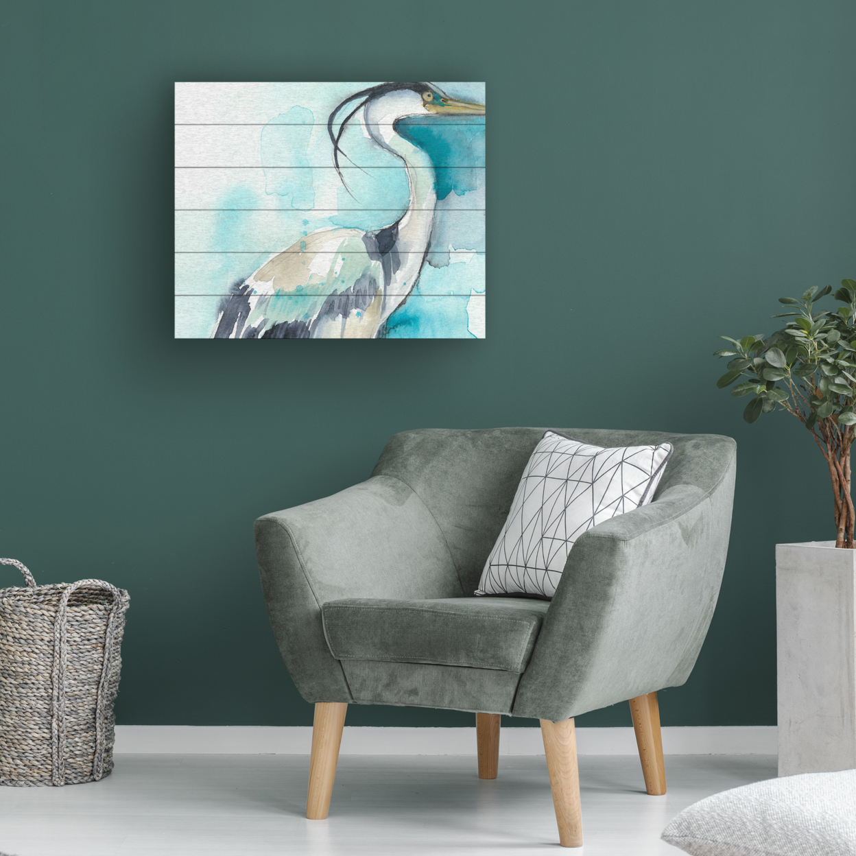 Wooden Slat Art 18 X 22 Inches Titled Heron Splash I Ready To Hang Home Decor Picture