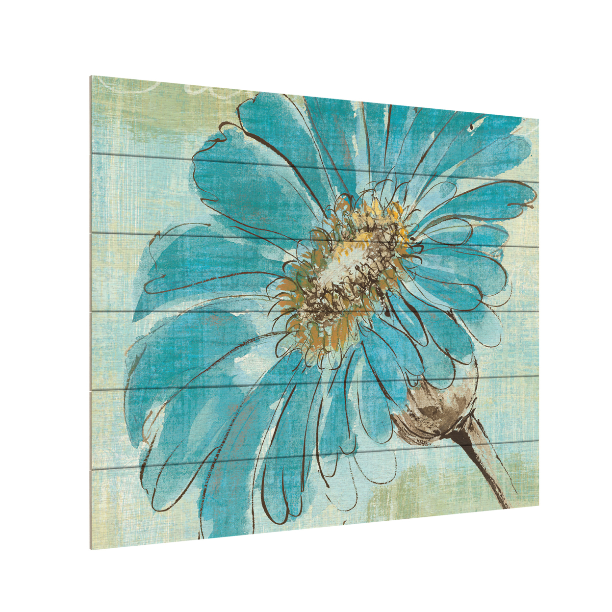 Wooden Slat Art 18 X 22 Inches Titled Spa Daisies II Ready To Hang Home Decor Picture