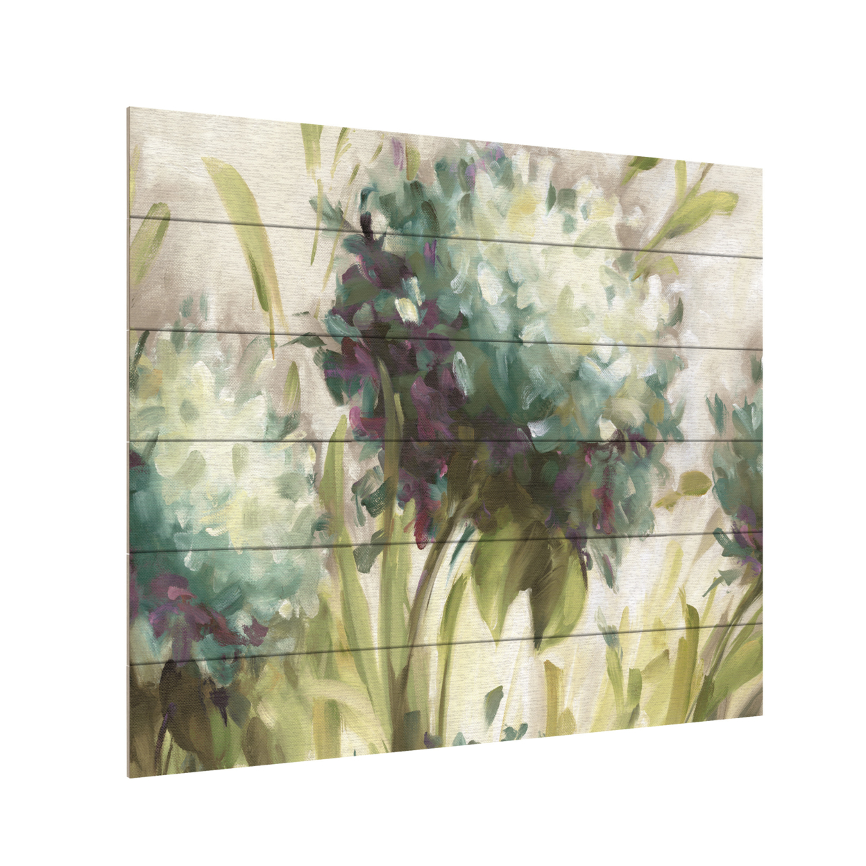 Wooden Slat Art 18 X 22 Inches Titled Hydrangea Field Ready To Hang Home Decor Picture